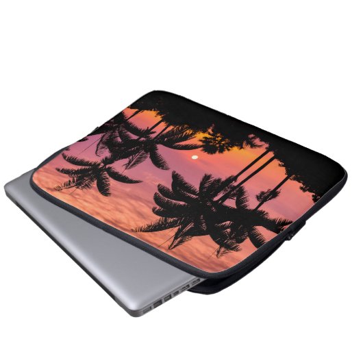 Palmen mit Silhouette, Hawaii Laptopschutzhülle (Vorne Knopf)