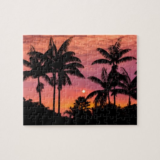 Palmen mit Silhouette, Hawaii Puzzle (Horizontal)