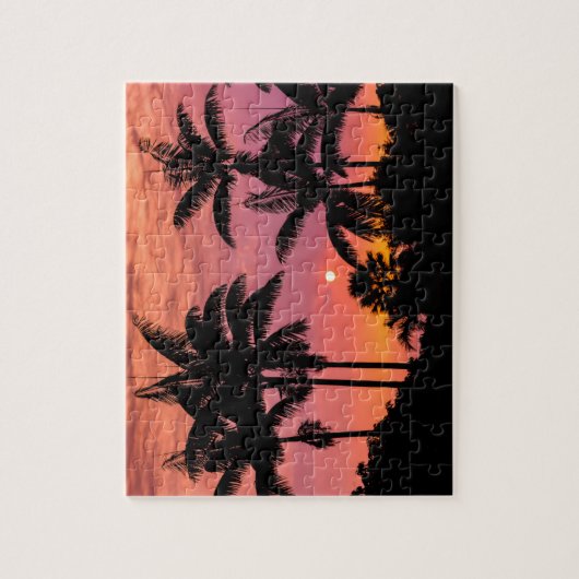 Palmen mit Silhouette, Hawaii Puzzle (Vertikal)