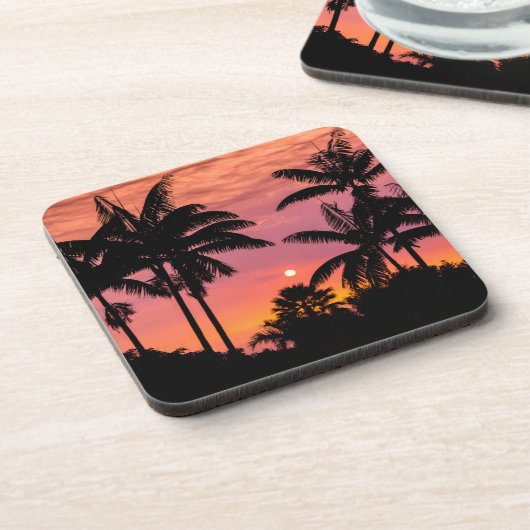 Palmen mit Silhouette, Hawaii Untersetzer (Linke Seite)