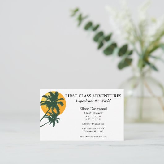 Palmen mit Sonne Visitenkarte (Stehend Vorderseite)