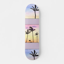 Palmen mit Sonnenaufgängen im Pastell Skateboard