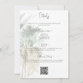 Palmen modern am Strand Hochzeit zwei Seiten Einladung (Rückseite)
