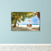 Palmen | Moody Sky Leinwanddruck (Insitu (Holzboden))