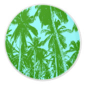 Palmen Muster in Grün und Blau. Keramikknauf (Vorderseite)