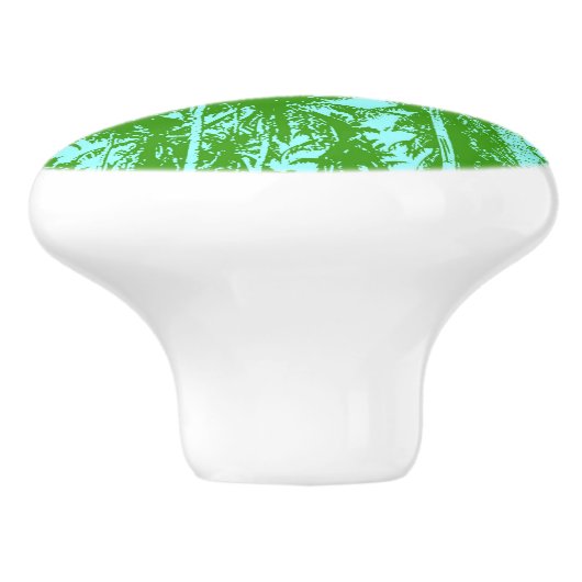 Palmen Muster in Grün und Blau. Keramikknauf (Seitenansicht)