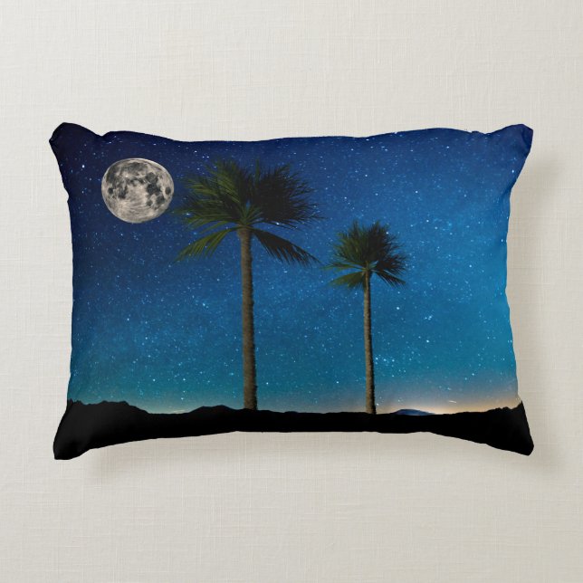 Palmen nachts dekokissen (Vorderseite)