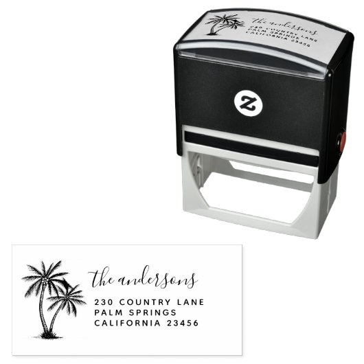 Palmen | Name und Rücksendeadresse der Skriptfamil Permastempel (Beispiel)