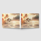 Palmen & Orange Sunset Beach Hochzeit Gästebuch (Voll)