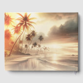 Palmen & Orange Sunset Beach Hochzeit Gästebuch (Rückseite)