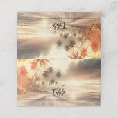 Palmen & Orange Sunset Beach Hochzeit Platzkarte (Außenseite Aufgefaltet)