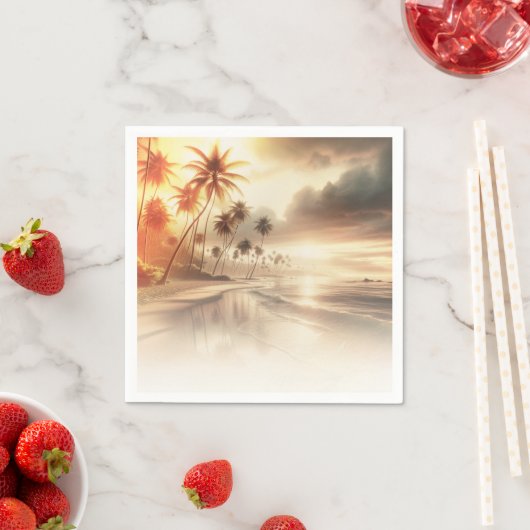Palmen & Orange Sunset Beach Hochzeit Serviette (Beispiel)