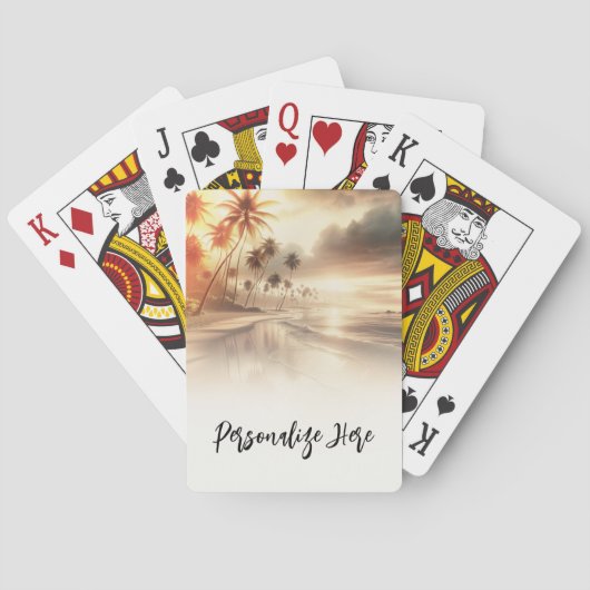 Palmen & Orange Sunset Beach Hochzeit Spielkarten (Rückseite)