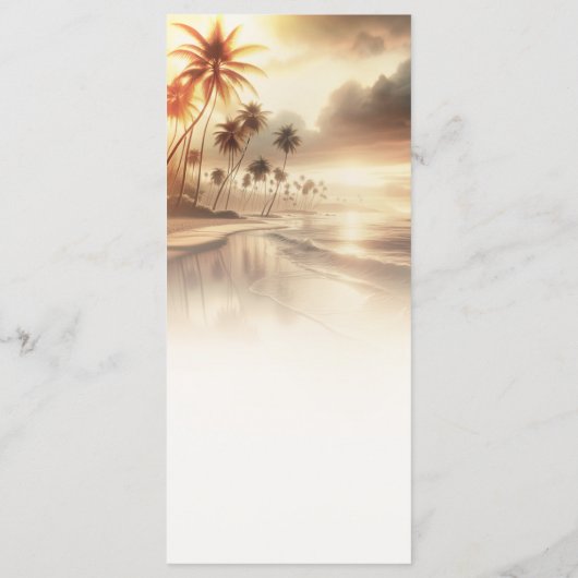 Palmen & Orange Sunset Beach Hochzeitsmenü Menükarte (Rückseite)