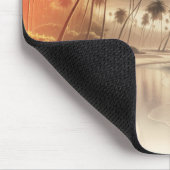 Palmen & Orange Sunset Beach Mousepad (Ecke)