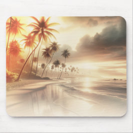 Palmen & Orange Sunset Beach Mousepad