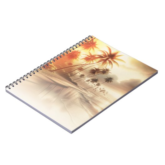 Palmen & Orange Sunset Beach Notizblock (Linke Seite)