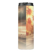 Palmen & Oranger Sonnenuntergangsstrand Thermosbecher (Rückseite)