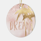 Palmen Palmen Rosa Ombre Glitzer Traum Keramik Ornament (Links)