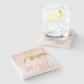 Palmen Palmen Rosa Ombre Glitzer Traum Steinuntersetzer (Seitenansicht)