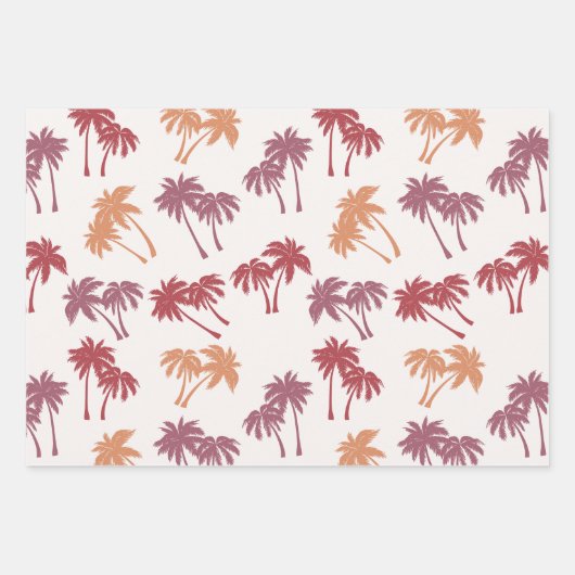 Palmen, Palmfronten und schwarze handgezogene Punk Geschenkpapier Set (Vorderseite 3)