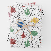 Palmen, Palmfronten und schwarze handgezogene Punk Geschenkpapier Set (Beispiel)