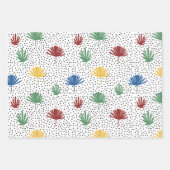 Palmen, Palmfronten und schwarze handgezogene Punk Geschenkpapier Set (Vorderseite)