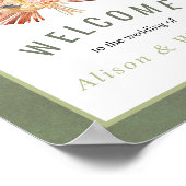 Palmen, Pampas Gras Grün Begrüßung Hochzeit Poster (Ecke)