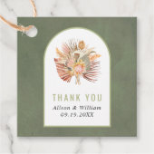 Palmen, Pampas Gras Salbei grün Danke Hochzeit Geschenkanhänger (Vorderseite)