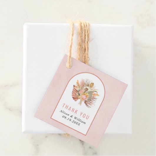 Palmen, Pampas Gras weich rosa Danke für Ihre Hoch Geschenkanhänger (Beispiel)