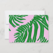 Palmen Pink & Green Tropical Beach Hochzeit RSVP Karte (Rückseite)