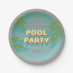 Palmen-Pool-Party-Platte Pappteller