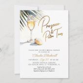 Palmen Prosecco Tropisches Brautparty Einladung (Vorderseite)