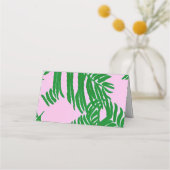 Palmen Rosa + Grüne Hochzeit des modernen Strandes Platzkarte (Rückseite)