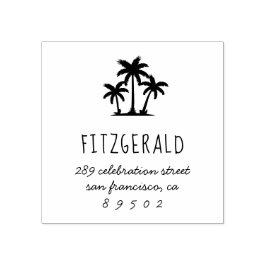 Palmen | Rücksendeadresse für Familienname Gummistempel