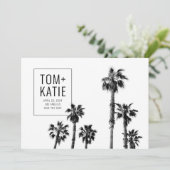Palmen Save the Date für California Wedding Einladung (Stehend Vorderseite)