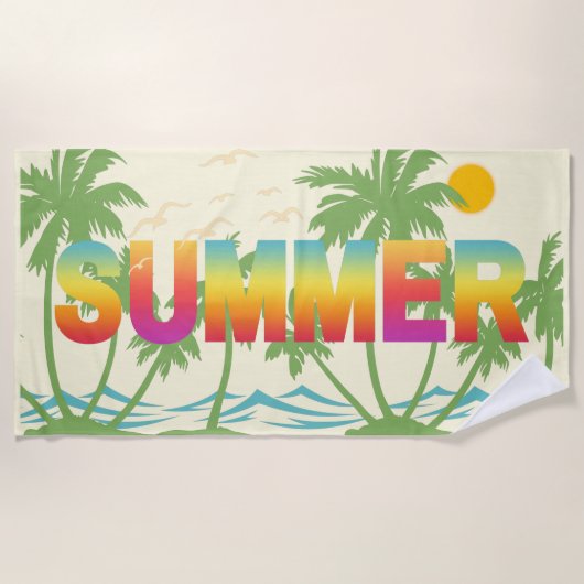 Palmen Schöner Sommer Strandtuch (Vorderseite)