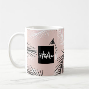 Palmen Schwarz Weiß Erdtöne Rosa Kaffeetasse