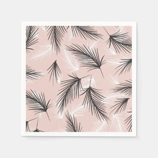 Palmen Schwarz-weiß Erdung Ton Rosa Serviette (Vorderseite)