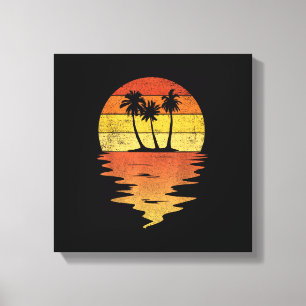 Palmen-Shirt Retro-Sonnenuntergang 70er Vintage-Pa Leinwanddruck