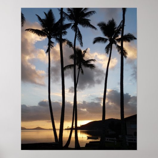 Palmen-Silhouetten in Hawaii Poster (Vorne)