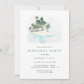 Palmen | Simple Modern Beach Birthday Party Einladung (Vorderseite)