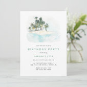 Palmen | Simple Modern Beach Birthday Party Einladung (Stehend Vorderseite)
