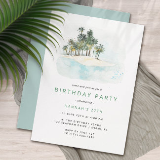 Palmen | Simple Modern Beach Birthday Party Einladung