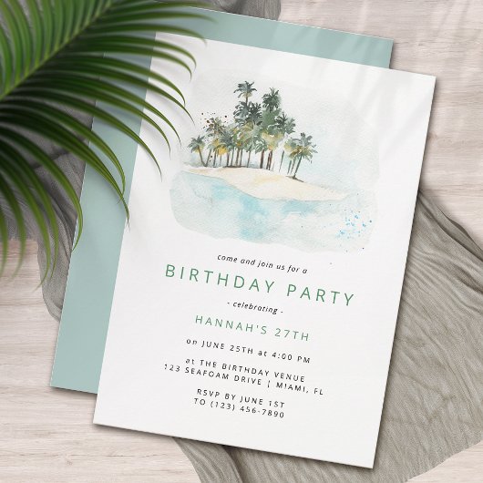 Palmen | Simple Modern Beach Birthday Party Einladung