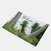 Palmen Sonnenblumen Empfang Fußmatte (Schrägansicht)