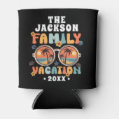 Palmen Sonnenbrille Retro Familienurlaub Groovy Dosenkühler (Vorderseite)