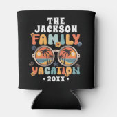 Palmen Sonnenbrille Retro Familienurlaub Groovy Dosenkühler (Rückseite)