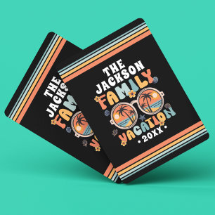Palmen Sonnenbrille Retro Familienurlaub Groovy Spielkarten