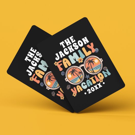 Palmen Sonnenbrille Retro Familienurlaub Groovy Spielkarten